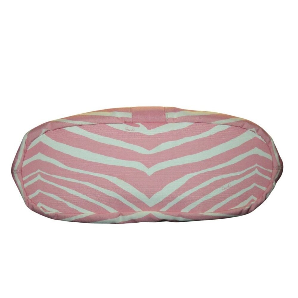 COACH Devin Tote & Peyton Long Wallet Tulle Zebra Stripe Print Cream & Pink - Picture 3 of 16